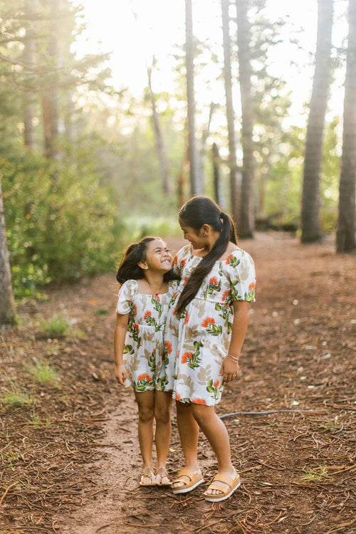 Pohaku Hawaii Keiki Girl's Romper in Ohia Lehua Girl's Dress in Pua Kiele | Pohaku Hawaii | graysgazette graysgazette